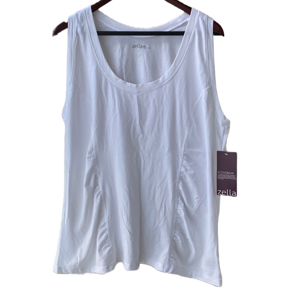 NWT 🤍 Zella Nordstrom Soft Lightweight Zel-Dri Active Ruched Tank Plus-Size 2X